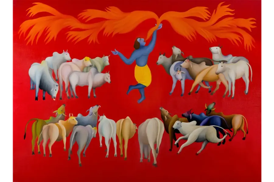 Krishna eating the fire (Manjit Bawa)
